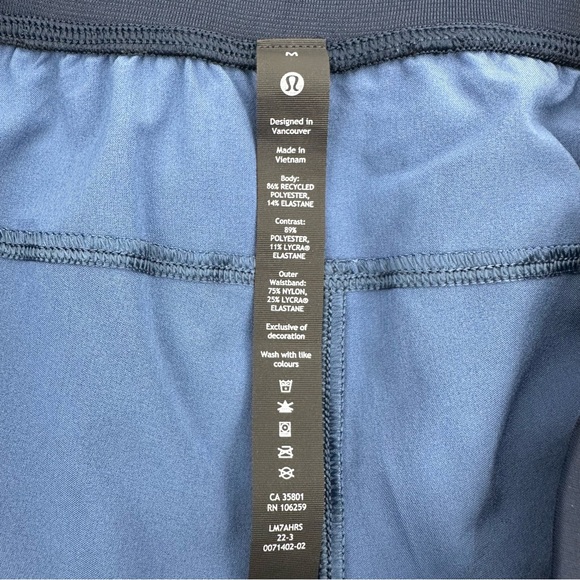 Lululemon Men’s Pace Breaker Unlined Navy Performance Shorts Size M - Picture 9 of 10